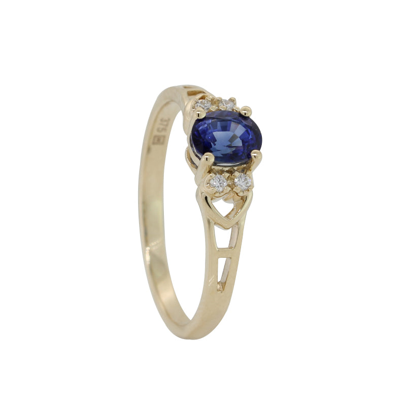 9 Carat Yellow Gold Sapphire & Diamond Ring 