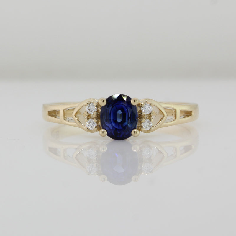 9 Carat Yellow Gold Sapphire & Diamond Ring 