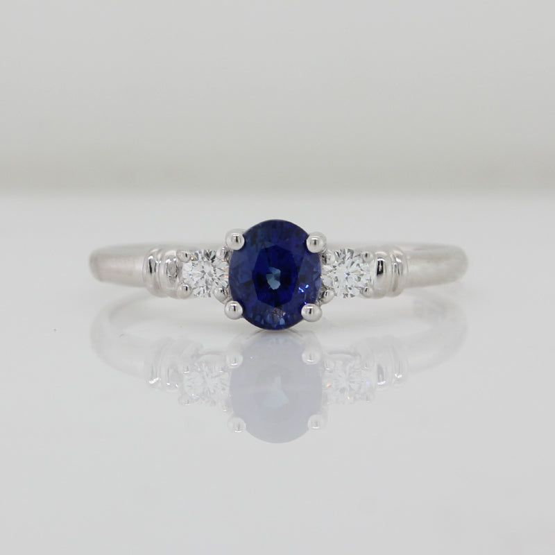 9 Carat White Gold Oval Sapphire & Diamond Ring