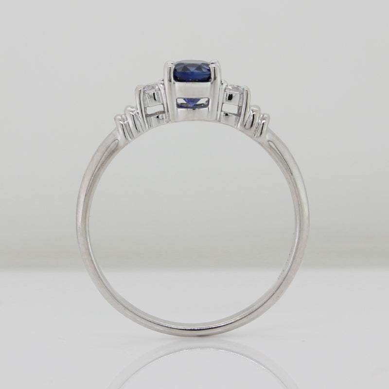 9 Carat White Gold Oval Sapphire & Diamond Ring
