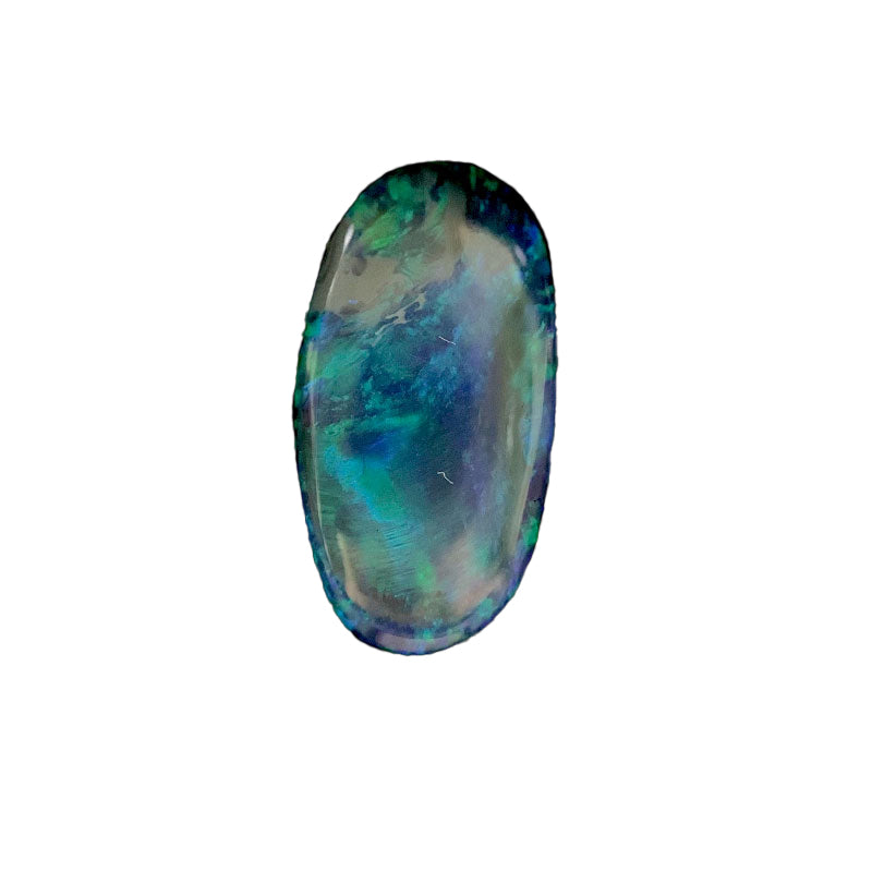 Oval 13.2 x 7.05mm  Australian Lightning Ridge Opal Black Blue/Green 1.21ct 