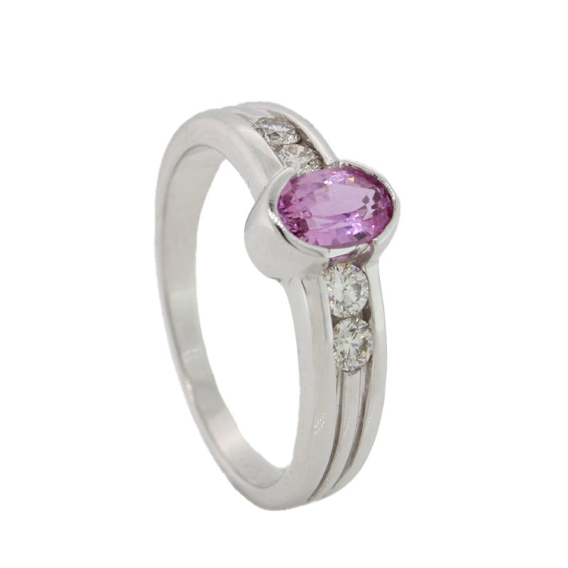 9 Carat White Pink Sapphire Diamond Ring