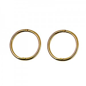 9 Carat Yellow Gold 12mm Internal Diameter Medium Plain Sleepers