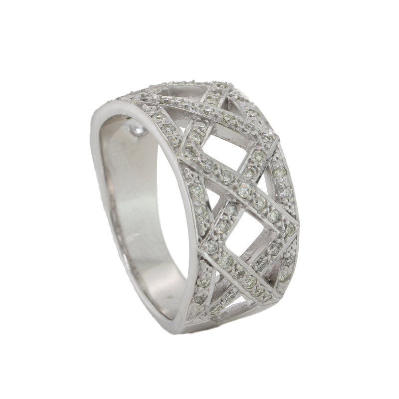 9W Diamond Open Weave Dress Ring