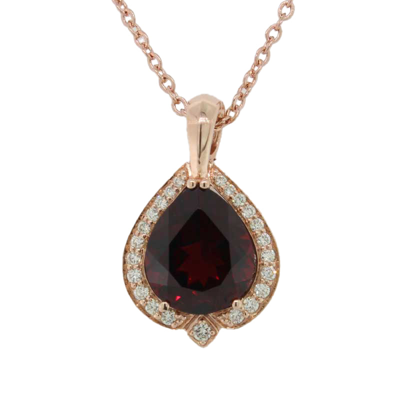 9 Carat Rose Gold Pear Garnet & Diamond 23=0.27ct Enhancer