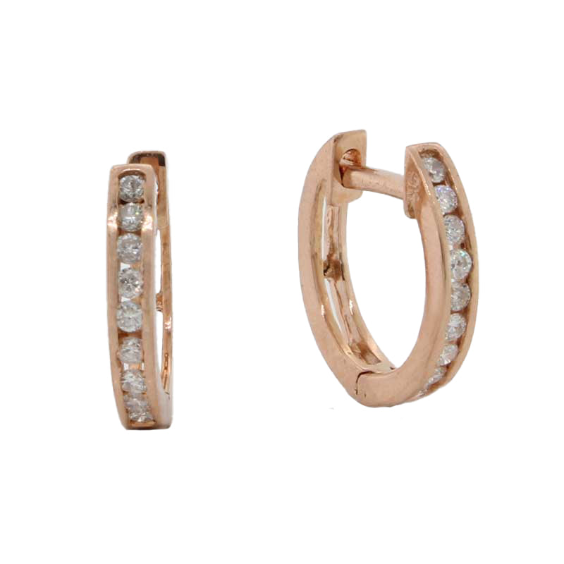 9 Carat Rose Gold Diamond Huggies  0.16ct