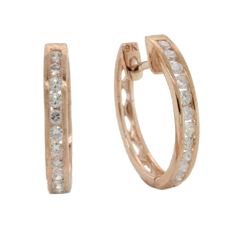 9 Carat Rose Gold Diamond Huggies  0.32ct