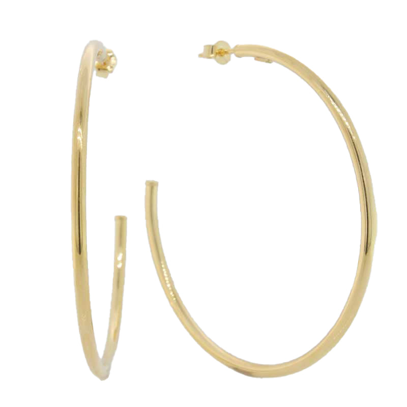 9 Carat Yellow Gold Silver Filled 50mm Hoop Earrings