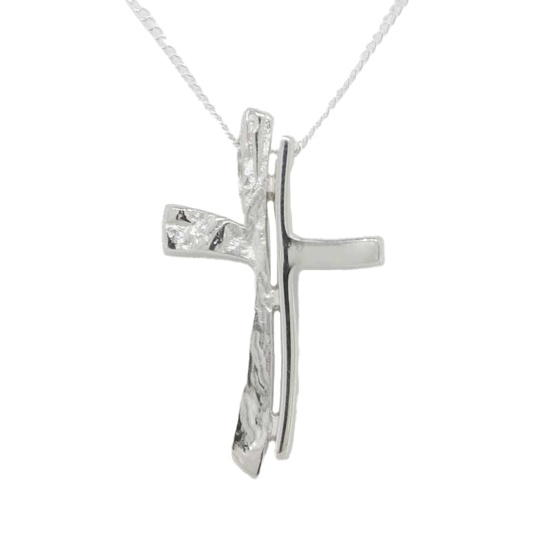 Sterling Silver Textured Cross Pendant 2