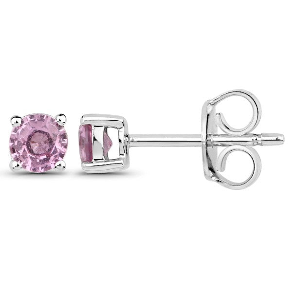 9 carat Wite Gold Pink Sapphire = 0.65ct Stud Earrings