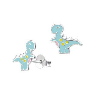 Sterling Silver Enamel Dinosaur Stud Earrings