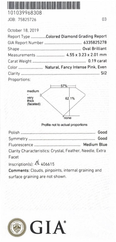 Pink Diamond Oval (from the Argyle Mine) 0.19ct 4P