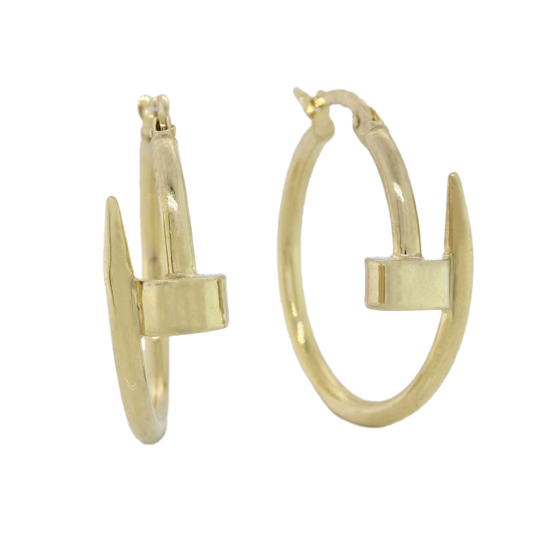 9 Carat Yellow Gold Silver Filled Hoop Earrings