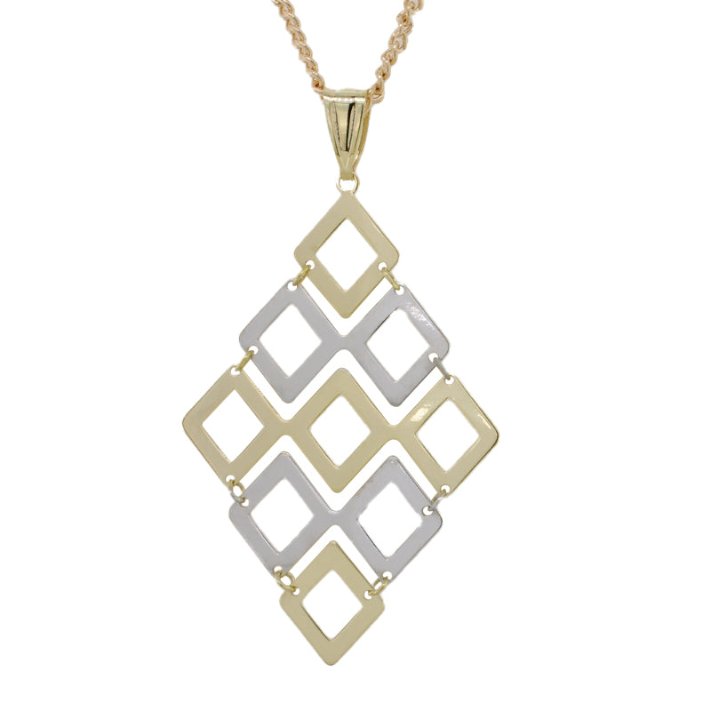 9 Carat Yellow Gold Bonded Sterling Silver Articulated Diamond Shape Pendant 