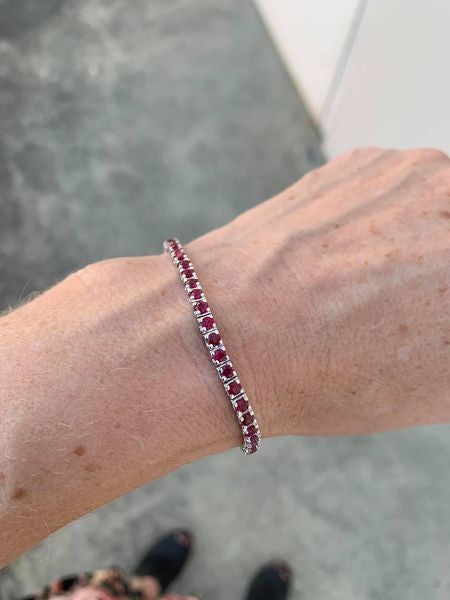 18 Carat White Gold Ruby Tennis Bracelet 50 = 5.00ct