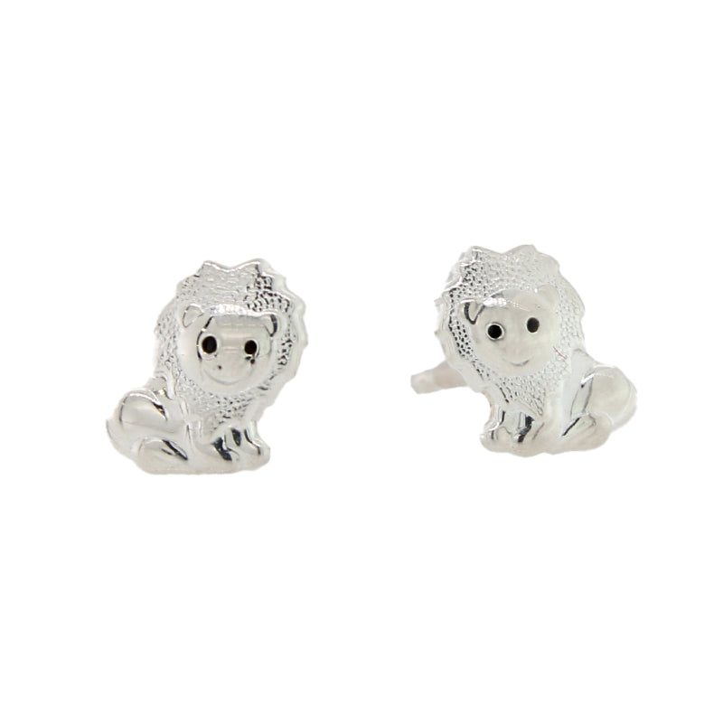 Sterling Silver Lion Stud Earrings