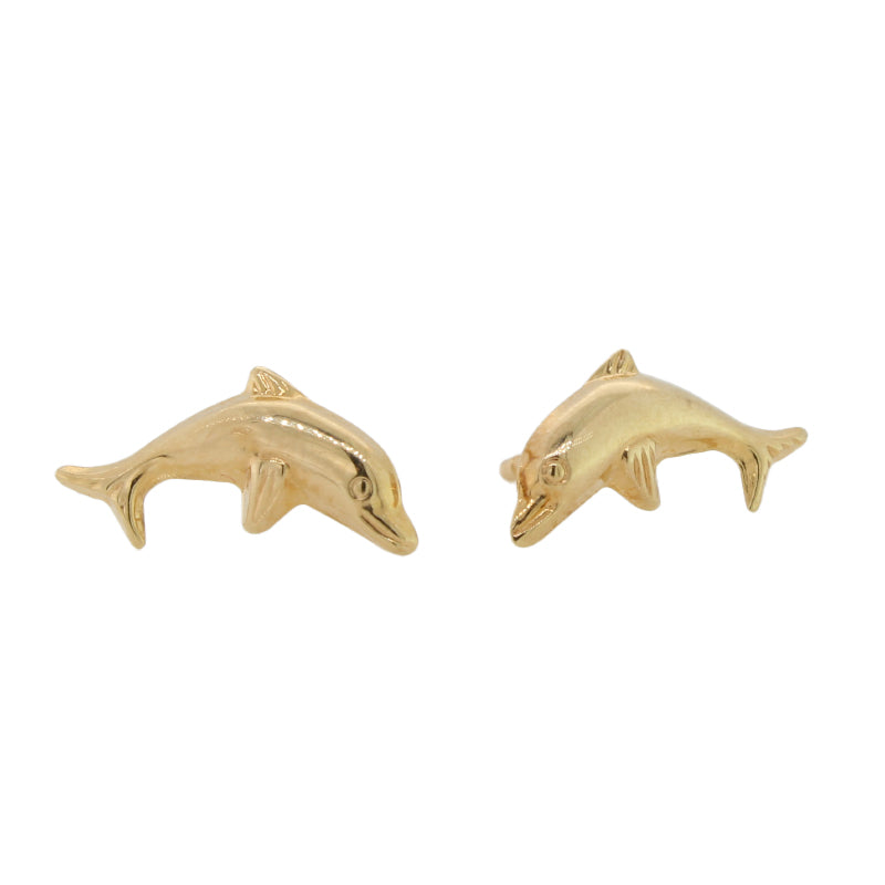 9 carat Yellow Gold Dolphin Stud Earrings