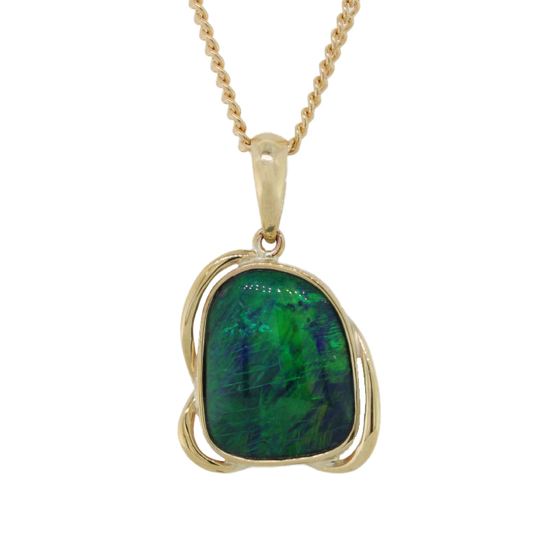 9 carat Yellow Gold Triplet Freeform Opal Pendant