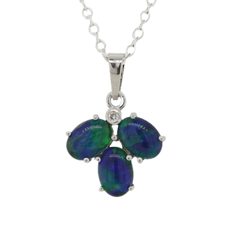 9 carat White Gold Triplet Opal And Diamond Pendant