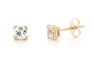 9 carat Yellow Gold Swarovski Cubic Zircinia 5mm Cushion Cut Stud Earrings