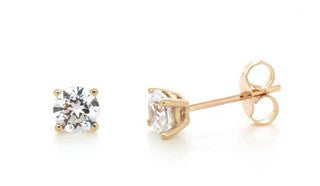 9 carat Rose Gold Swarovski Cubic Zirconia 7mm Round Stud Earrings