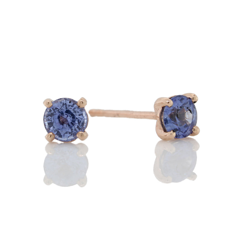 9 Carat Rose Gold Ceylon Sapphire 0.61ct Stud Earrings