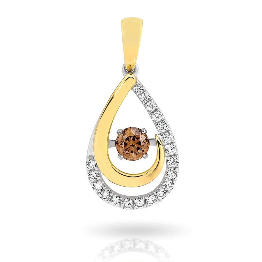 18 Carat White & Yellow Gold Australian Chocolate Diamond Pendant (from the Argyle Mine)