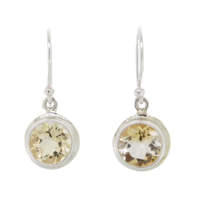 Sterling Silver 8mm Round Citrine S/Hook Earrings