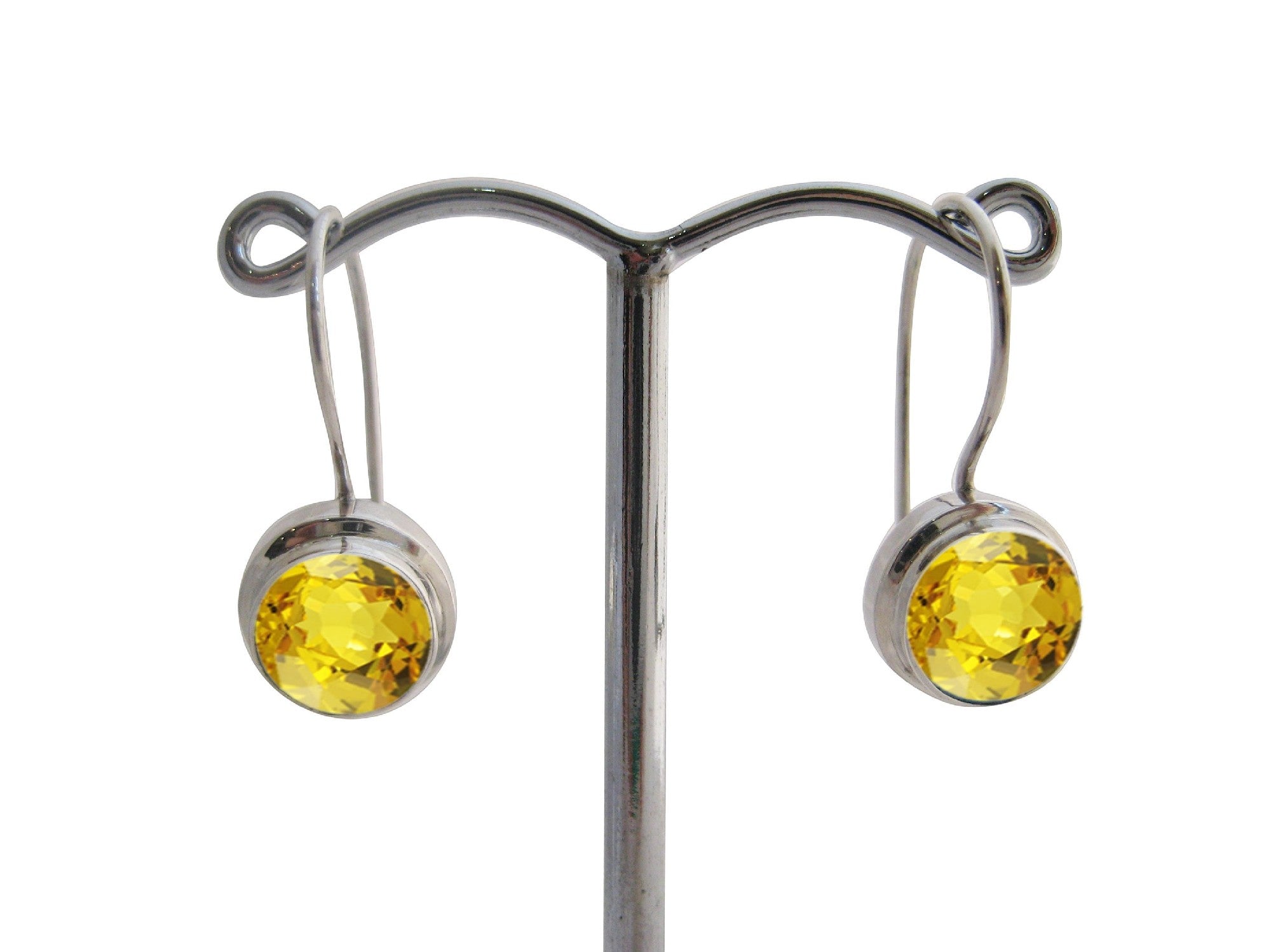 Sterling Silver 8mm Round Citrine Closing S/Hook Earrings