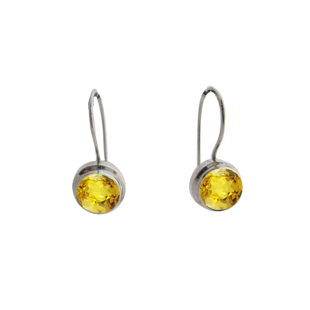 Sterling Silver 8mm Round Citrine Closing S/Hook Earrings