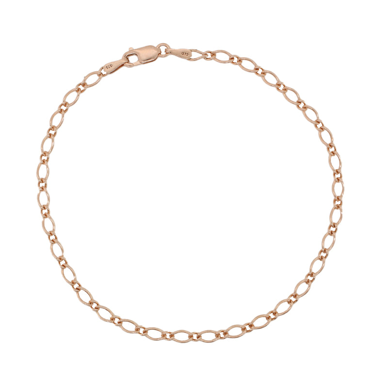 9 Carat Rose Gold 2.09g Oval Figaro 1+1 Bracelet