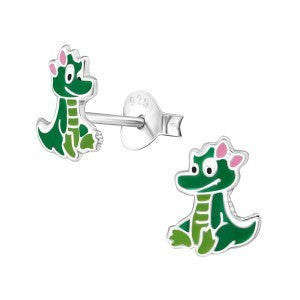 Sterling Silver Enamel Crocodile Studs