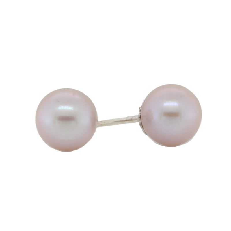 Sterling Silver 7.5-8mm Pink Fresh Water Pearl Stud Earrings