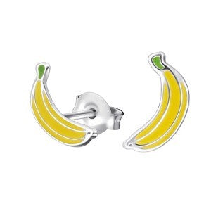 Sterling Silver Enamel Banana Studs