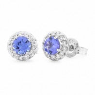 9 Carat White Gold Tanzanite & Diamond Earrings 2