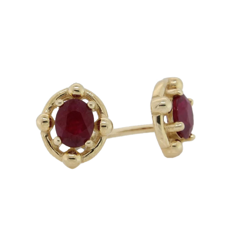 9 carat Yellow Gold Ruby Stud Earrings