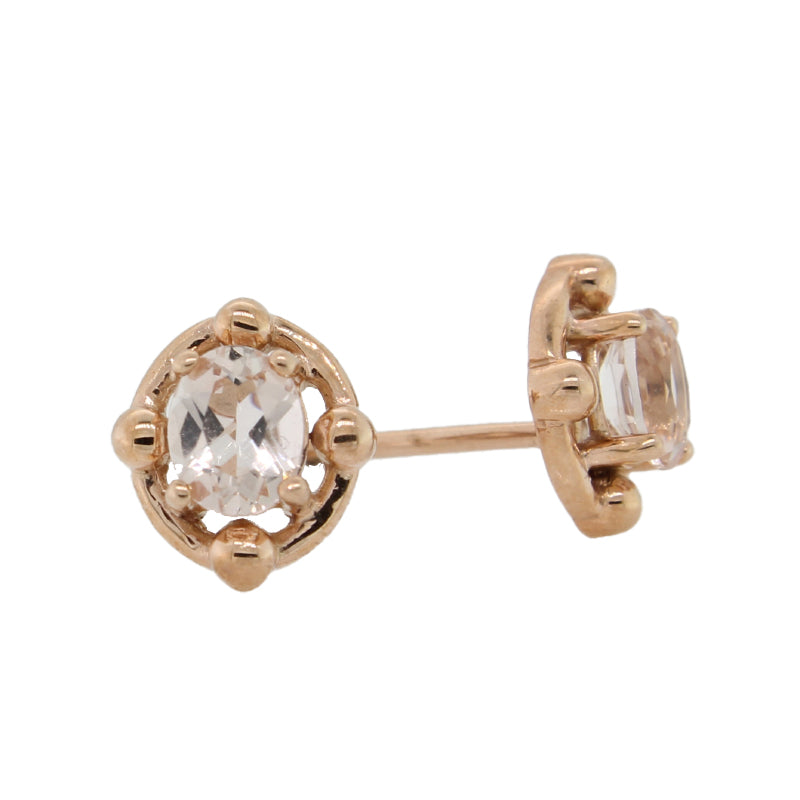 9 carat Rose Gold Morganite Stud Earrings