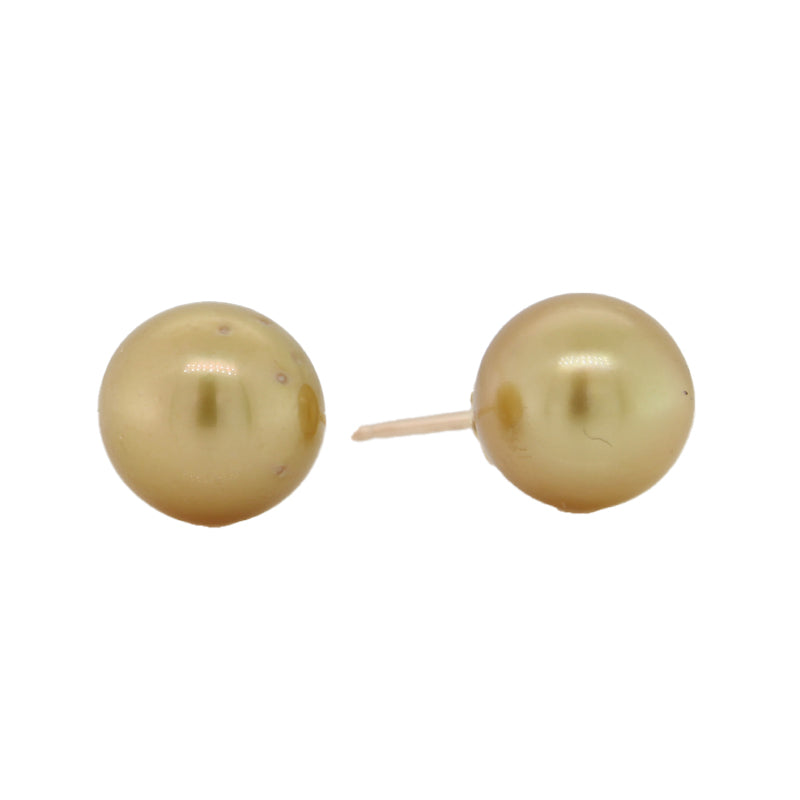 9 Carat Yellow Gold  9mm Gold South Sea Pearl Stud Earrings