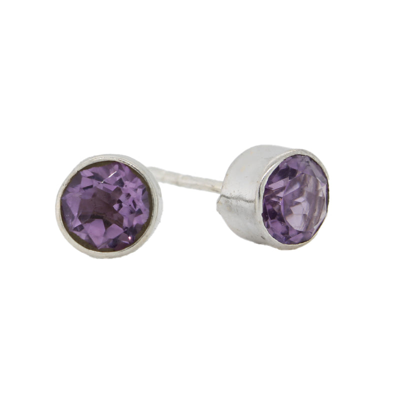 Sterling Silver Amethyst 6mm Stud Earrings