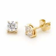 9 Carat Yellow Gold Total Diamond Weight 0.50ct Round Brilliant Cut Diamond Stud Earrings