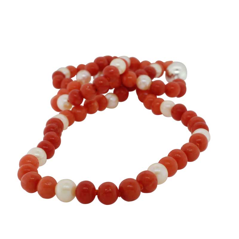 Coral 5mm & Akoya 5mm Pearls 46cm N'Let with Magnetic Clasp