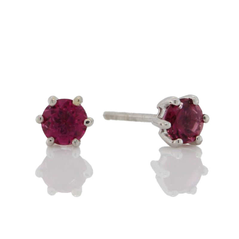 18 Carat White Gold Pink Tourmaline Stud Earrings