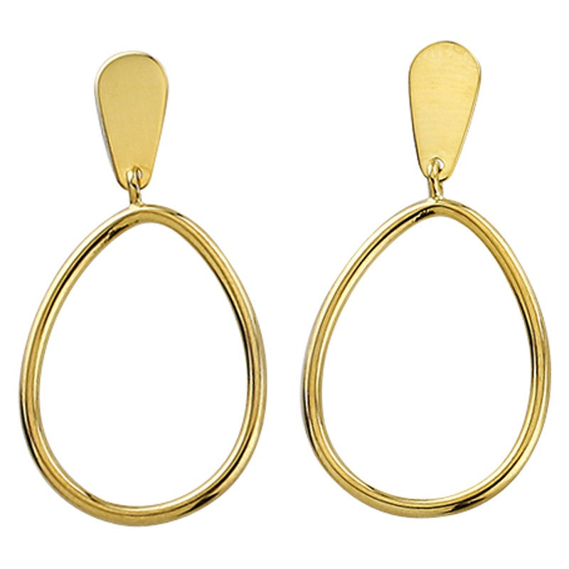 9 carat Yellow Gold Sterling Silver Open Teardrop Stud Earrings