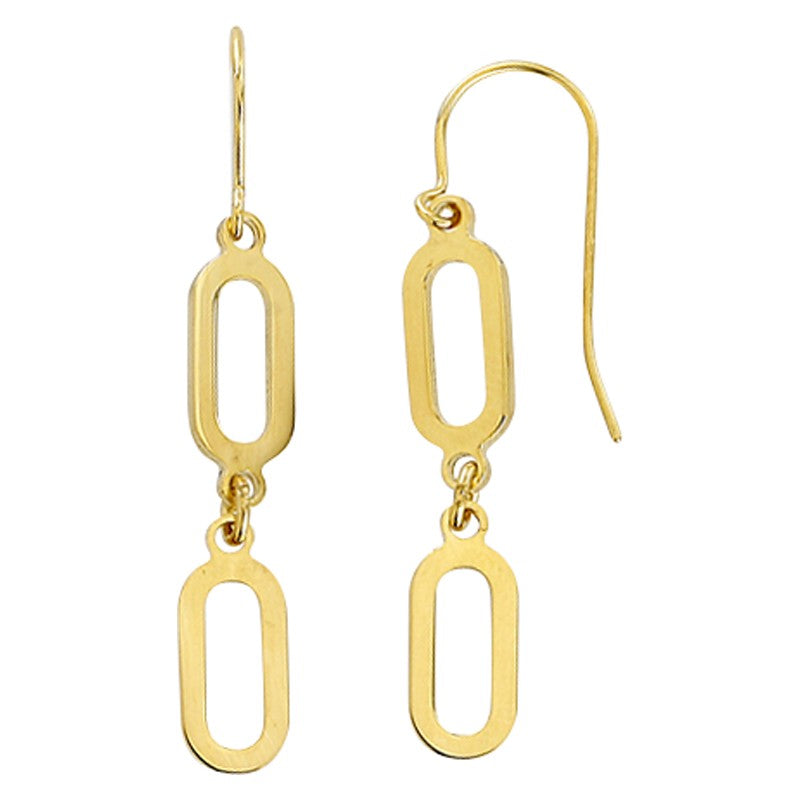 9 Carat Yellow Gold Sterling Silver Filled Articulated Chain Link Drop Earrings