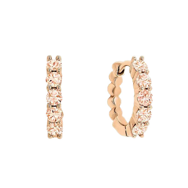 9 Carat Rose Gold Morganite 10=0.50ct Huggie Earrings