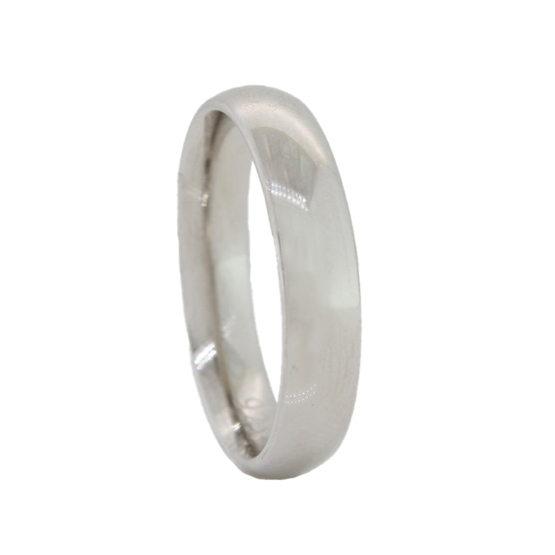 Sterling Silver Rhodium Plated 4mm Curved Ring