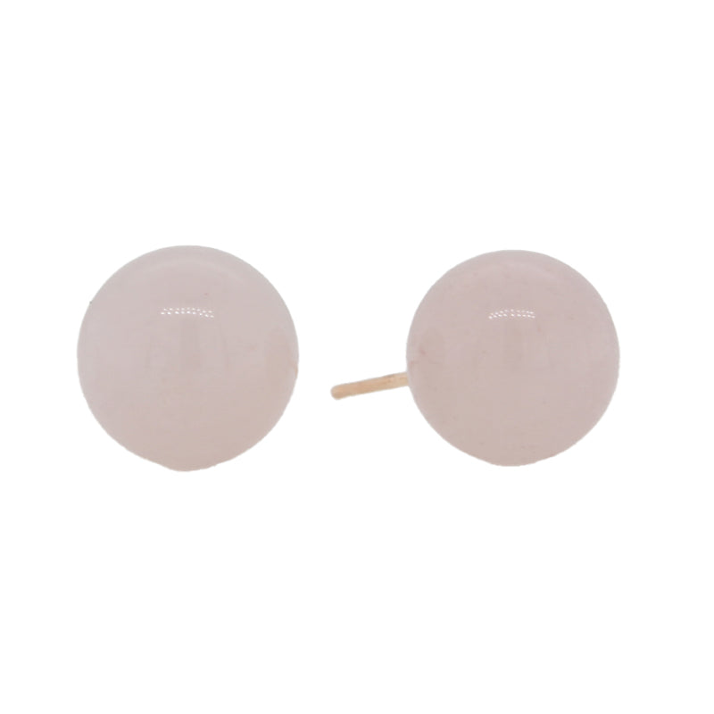 9 carat Yellow Gold Rose Quartz 8mm Round Stud Earrings