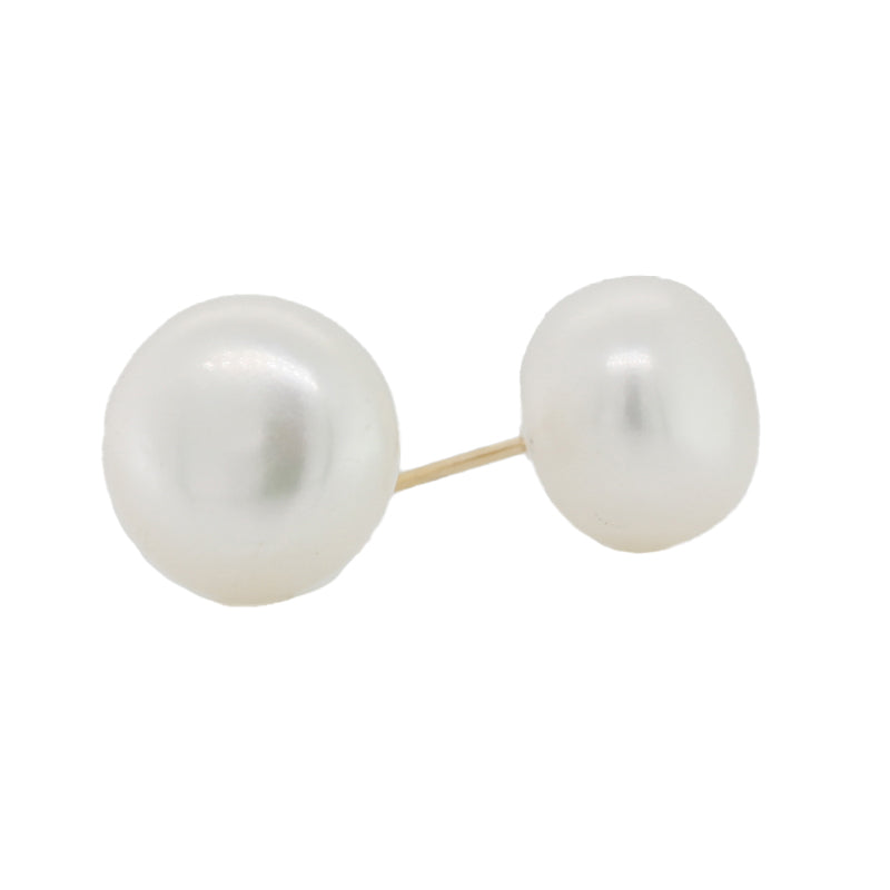 9 Carat Yellow Gold Freshwater Pearl 12mm Pearl Stud Earrings