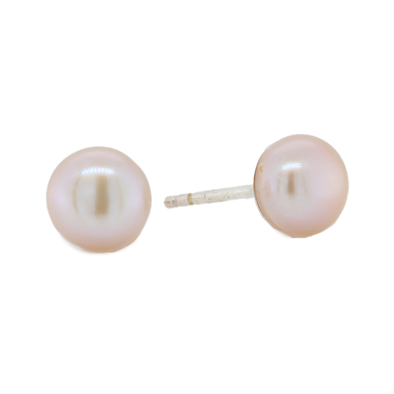 Sterling Silver Fresh Water Pearl Soft Pink 7mm Stud Earrings