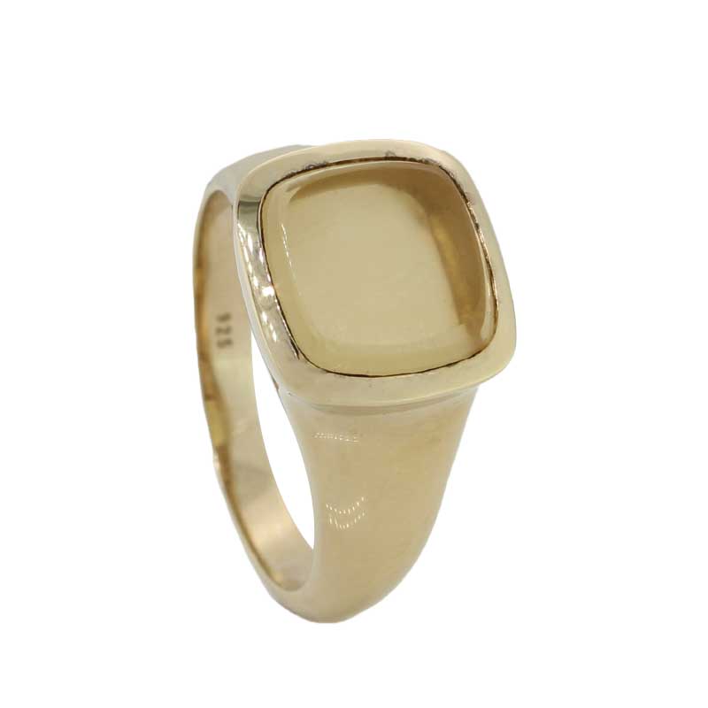 Sterling Silver Yellow Gold Plate Citrine Cushion Cut Ring